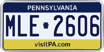 PA license plate MLE2606