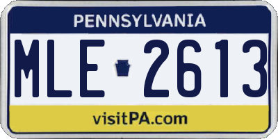 PA license plate MLE2613