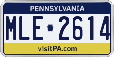 PA license plate MLE2614