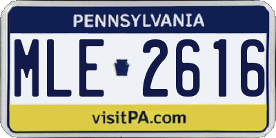 PA license plate MLE2616