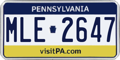 PA license plate MLE2647