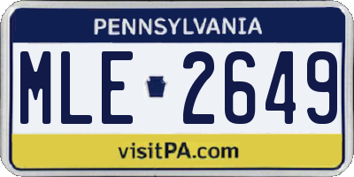 PA license plate MLE2649