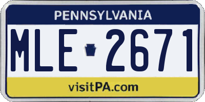 PA license plate MLE2671