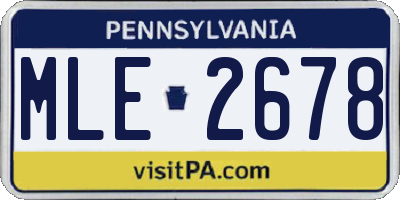PA license plate MLE2678