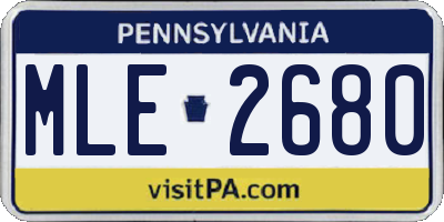 PA license plate MLE2680