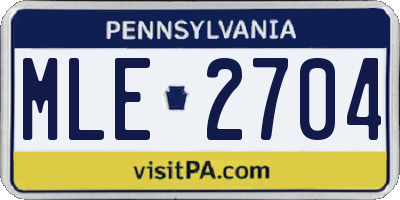 PA license plate MLE2704