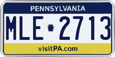 PA license plate MLE2713