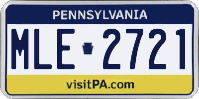PA license plate MLE2721