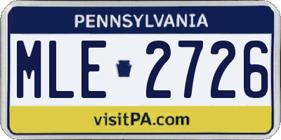 PA license plate MLE2726