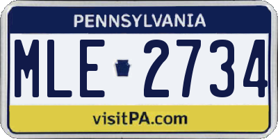 PA license plate MLE2734