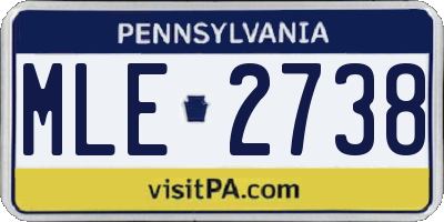 PA license plate MLE2738