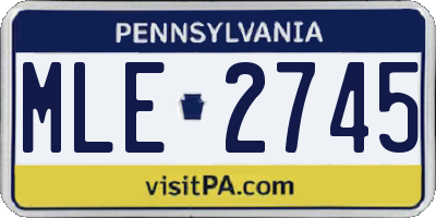 PA license plate MLE2745