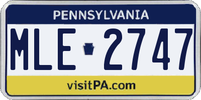 PA license plate MLE2747