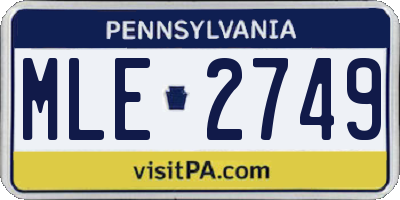 PA license plate MLE2749