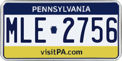 PA license plate MLE2756