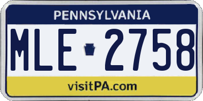 PA license plate MLE2758