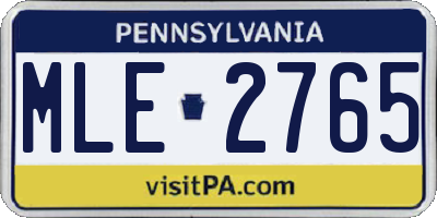 PA license plate MLE2765