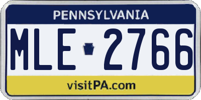 PA license plate MLE2766