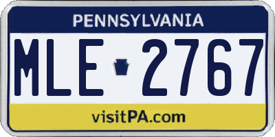 PA license plate MLE2767