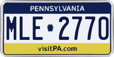 PA license plate MLE2770