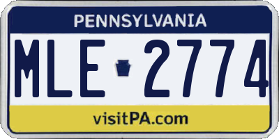 PA license plate MLE2774