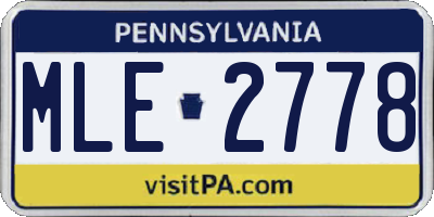 PA license plate MLE2778