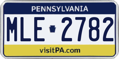 PA license plate MLE2782
