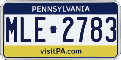 PA license plate MLE2783
