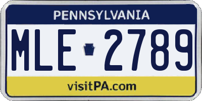 PA license plate MLE2789