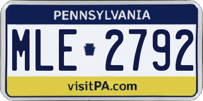 PA license plate MLE2792