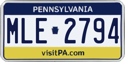 PA license plate MLE2794