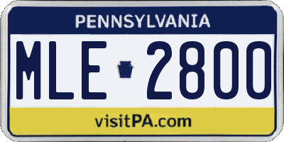 PA license plate MLE2800