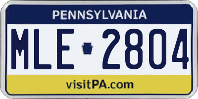 PA license plate MLE2804
