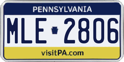 PA license plate MLE2806