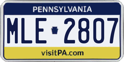 PA license plate MLE2807