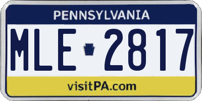 PA license plate MLE2817