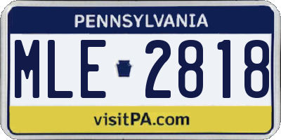PA license plate MLE2818