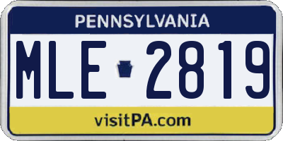 PA license plate MLE2819