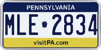PA license plate MLE2834