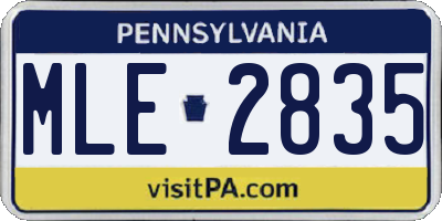 PA license plate MLE2835