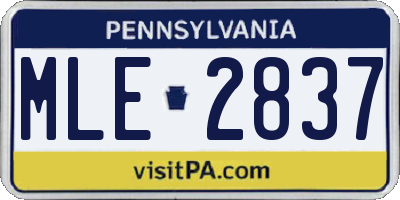PA license plate MLE2837