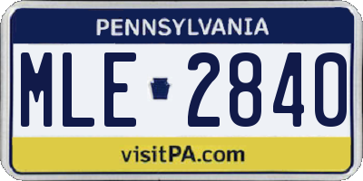 PA license plate MLE2840
