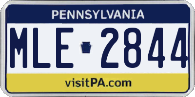 PA license plate MLE2844