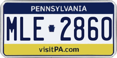 PA license plate MLE2860