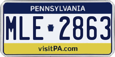 PA license plate MLE2863