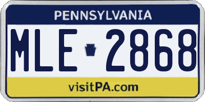 PA license plate MLE2868