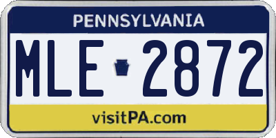 PA license plate MLE2872