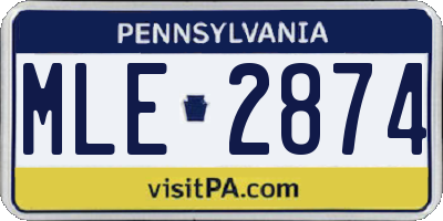 PA license plate MLE2874