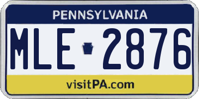 PA license plate MLE2876