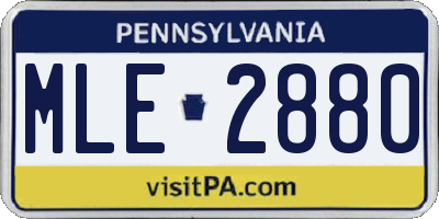 PA license plate MLE2880